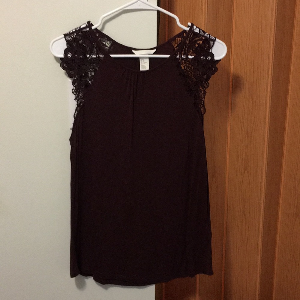 Maroon Lace Sleeve Blouse